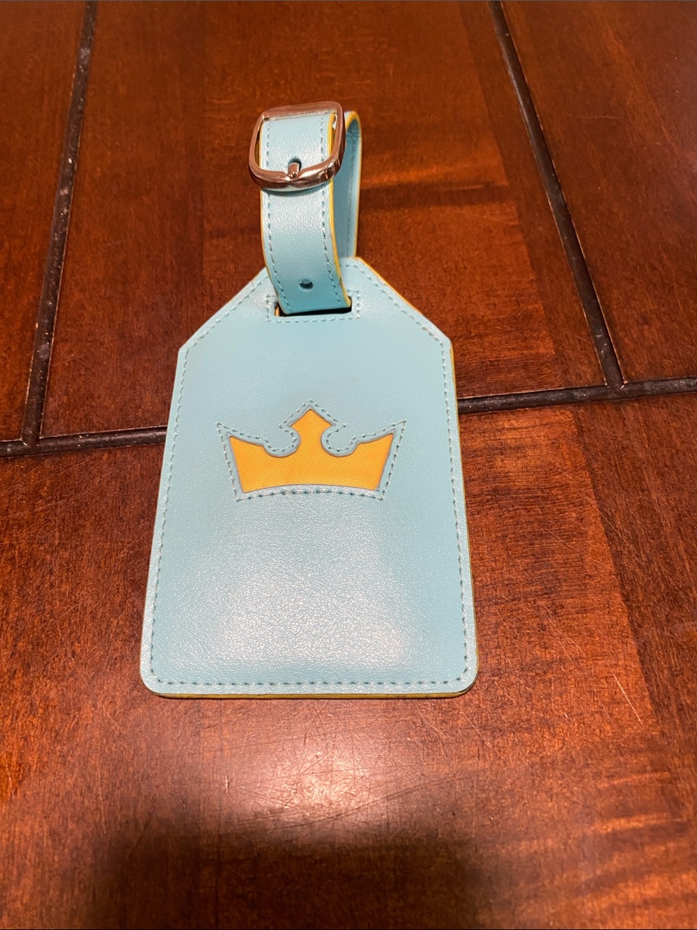 Baekgaard Genuine Leather Crown Luggage Tag - Light Blue with Yellow Accent